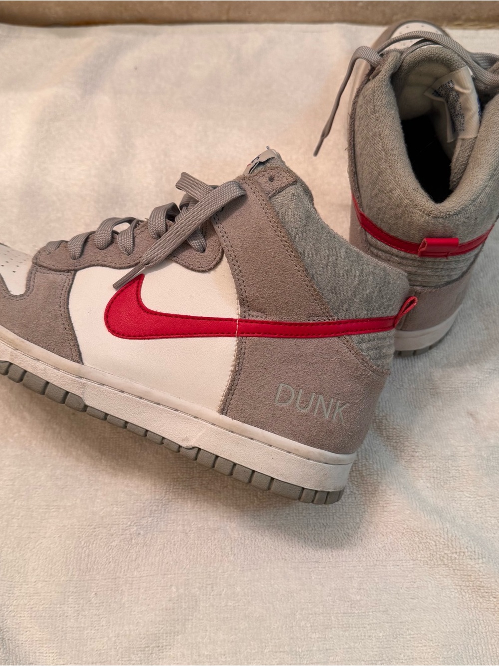Nike Dunk High Grey White Red Skate Sneakers